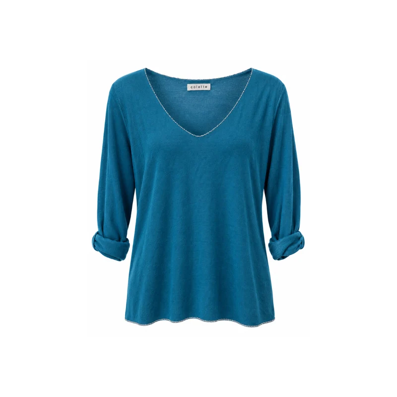 Langarm Shirt - COLETTE - petrolblau
