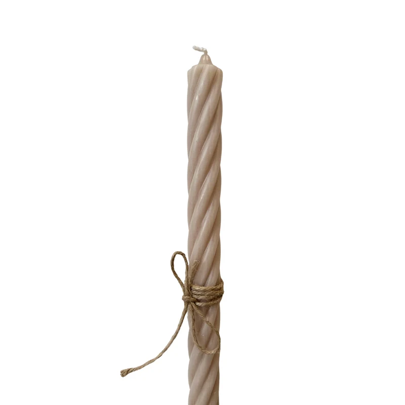Stabkerze - gedreht Twist - beige creme - 35 x 2,8 cm