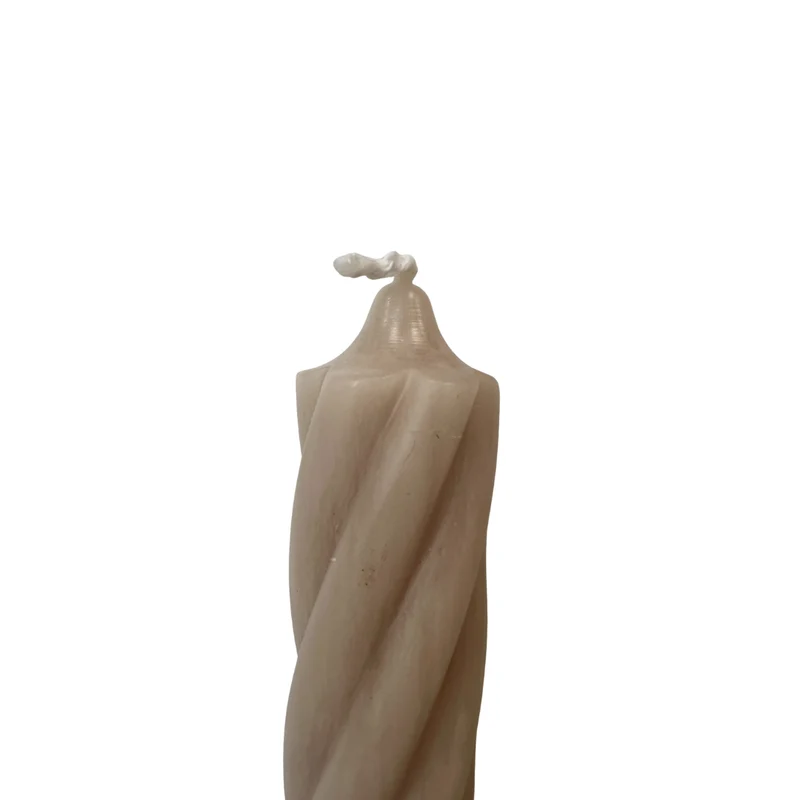 Stabkerze - gedreht Twist - beige creme - 35 x 2,8 cm