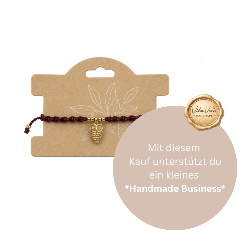 Armband Eule - bordeaux