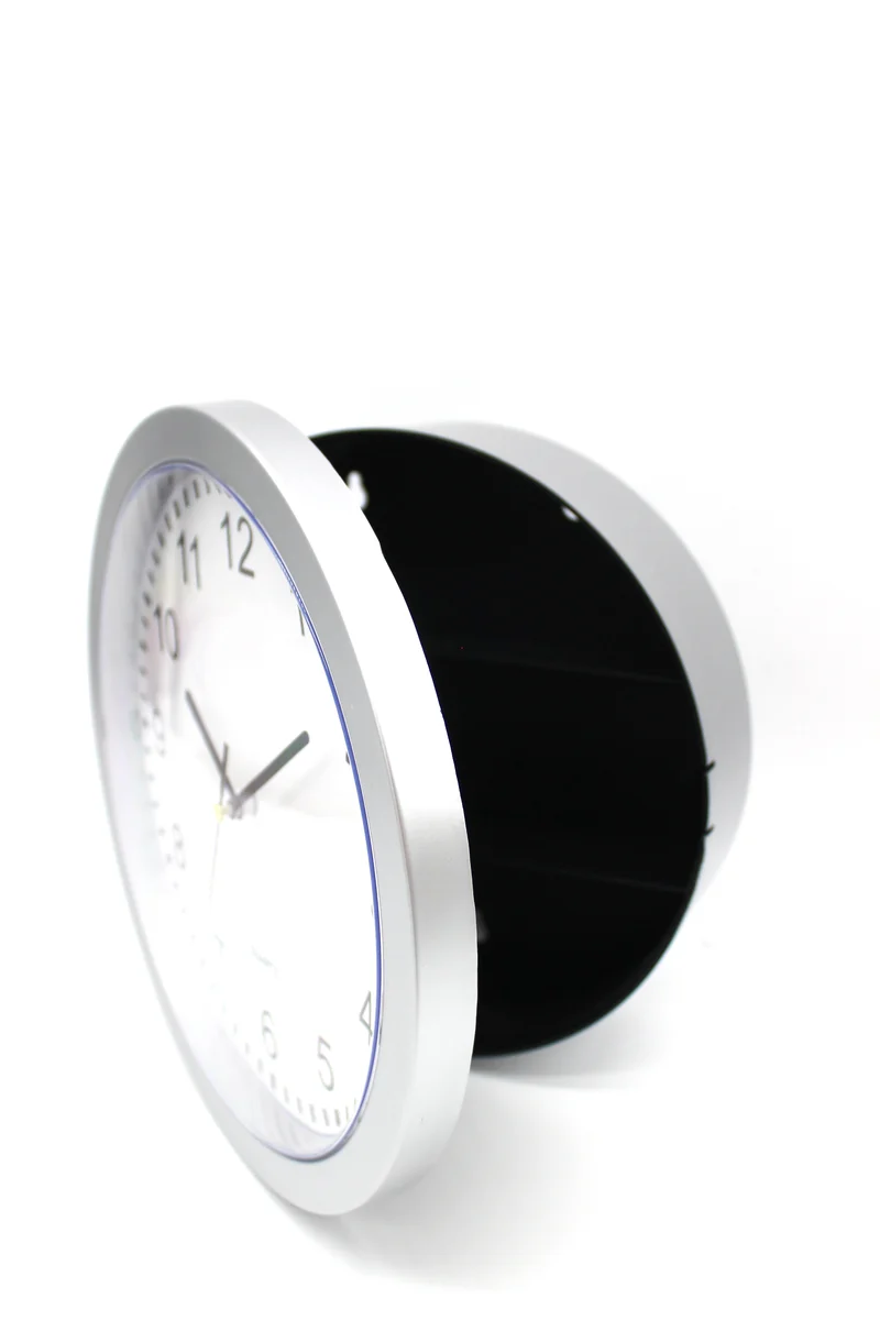 Wanduhr mit integriertem Geheimfach für Wertgegenstände, Tresor, Safe, Diebstahl-Schutz, drei Ablagefächer