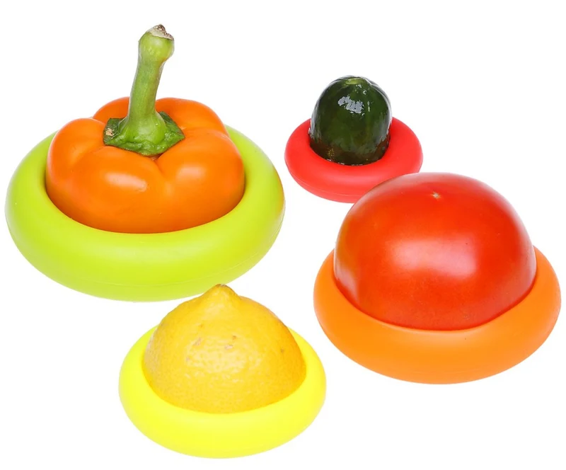 Vakuum Frischhaltedeckel, 4tlg., Frische-Wunder, Obst und Gemüse, Frischhaltefolie