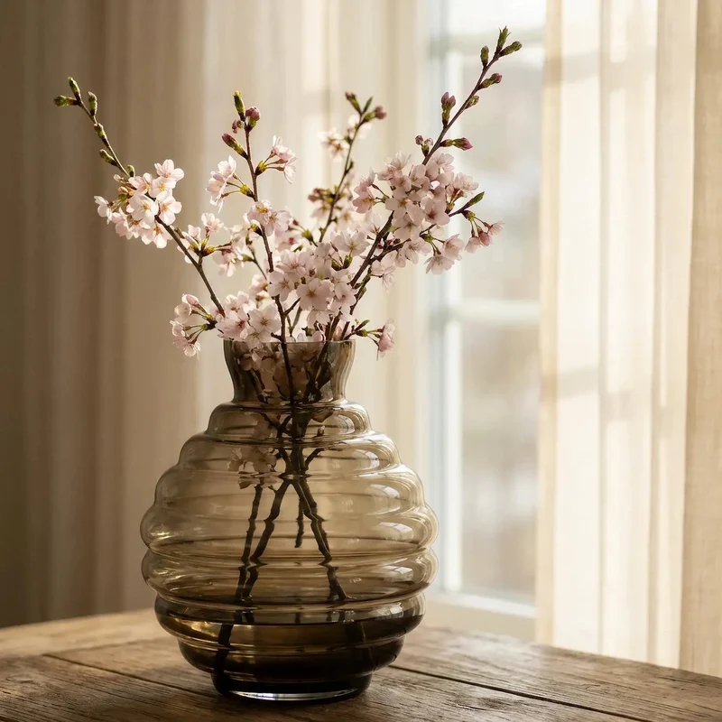 ISAA Vase Arothron – Bauchige Vase Glas braun, 30x36,5 cm