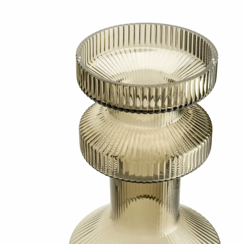 ISAA Vase-Kerzenständer Ara – Geripptes Glas, hohe Vase & Kerzenständer