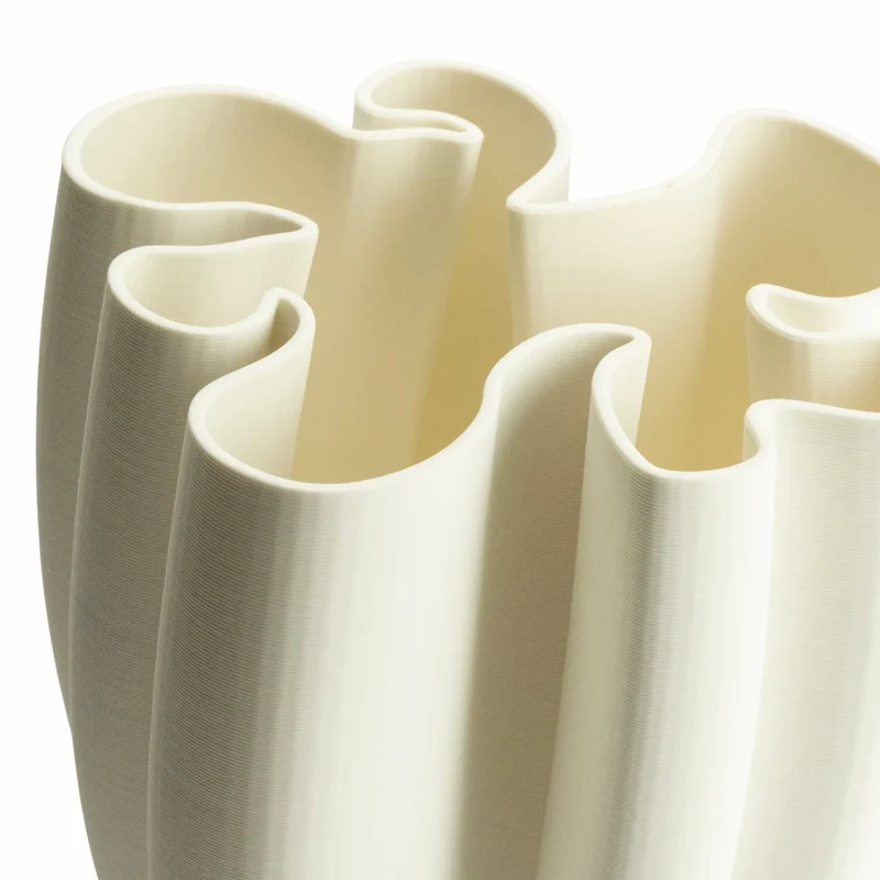 ISAA Vase Zanclus – 3D-Druck Vase weiß groß, organische Wellenform, 23x30 cm