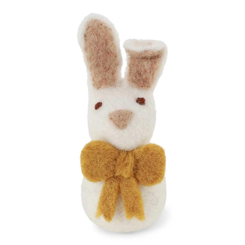 Hase mit Schleife Filzanhänger Osterdeko Weiss 8,5x7cm