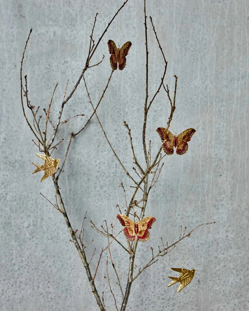 Schmetterling Anhänger Eisen Frühlingsdeko Gold 12,5 cm