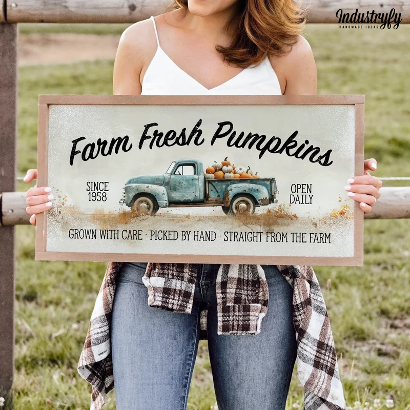 Landhaus Schild | Farm Fresh Pumpkins No10