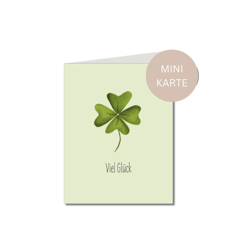 Mini Karte - Klappkarte - Viel Glück Klee