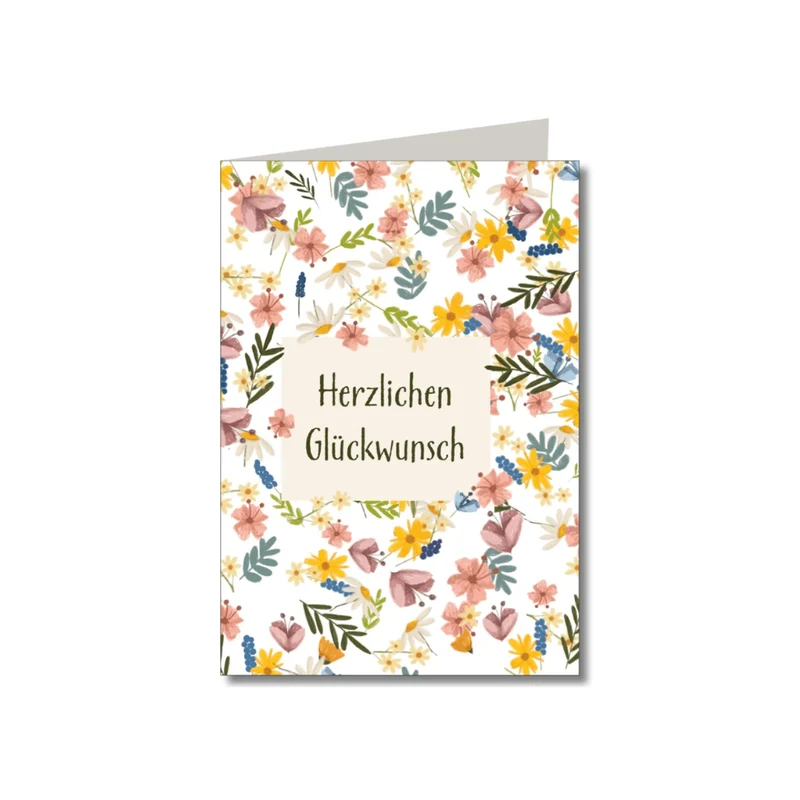 Klappkarte m. Umschlag - Herzlichen Glückwunsch Wildblumen