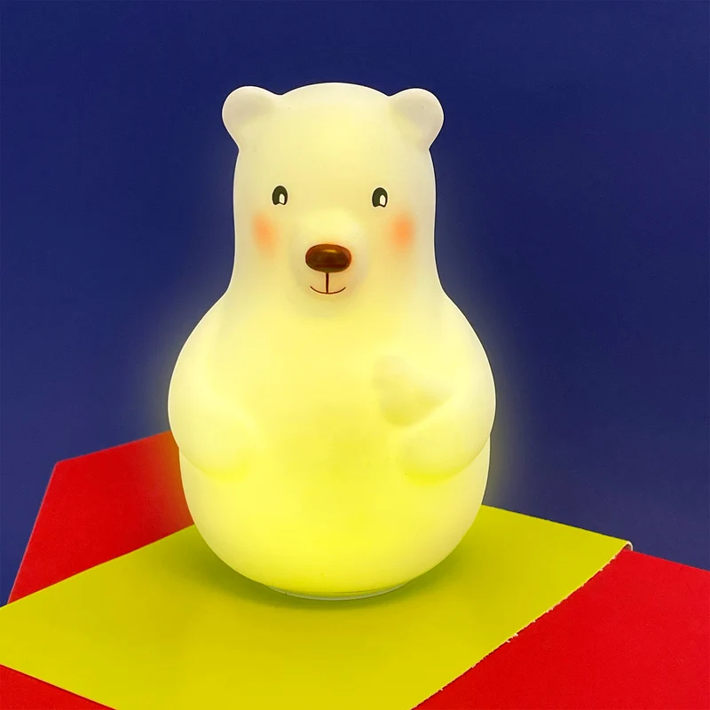 Pabobo LED Nachtlicht Lumicolor Farbwechsel Bär mit Untergrund-Erkennung, Einschlafhilfe, sparsamer LED Betrieb, Angelcare