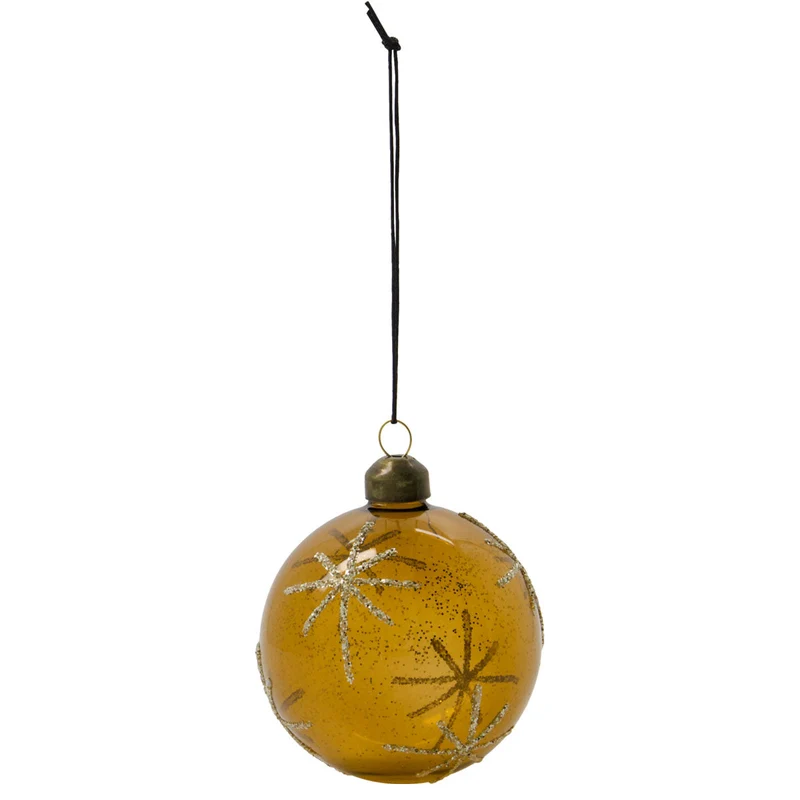 Weihnachtskugel Star Glas Baumschmuck Amber/Gold 8 cm