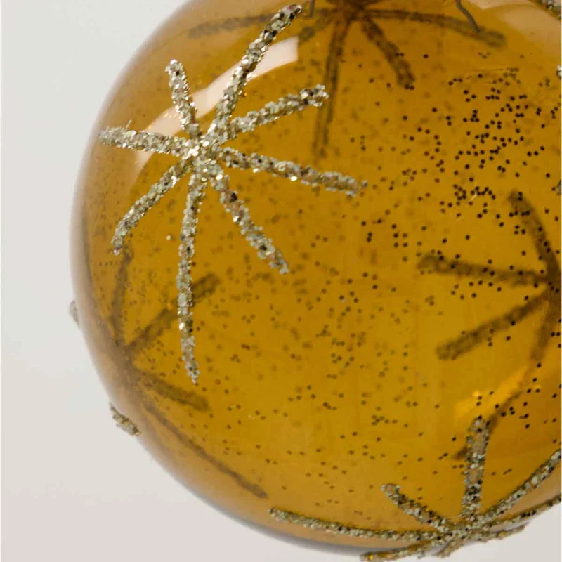 Weihnachtskugel Star Glas Baumschmuck Amber/Gold 8 cm