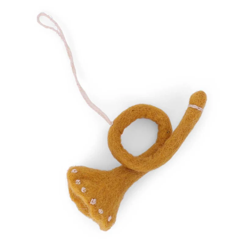 Trompete Filzanhänger Weihnachtsdeko Gelb 9x3,5 cm