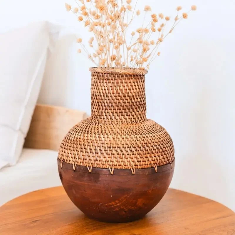Rattan Dekovase Kamari braun