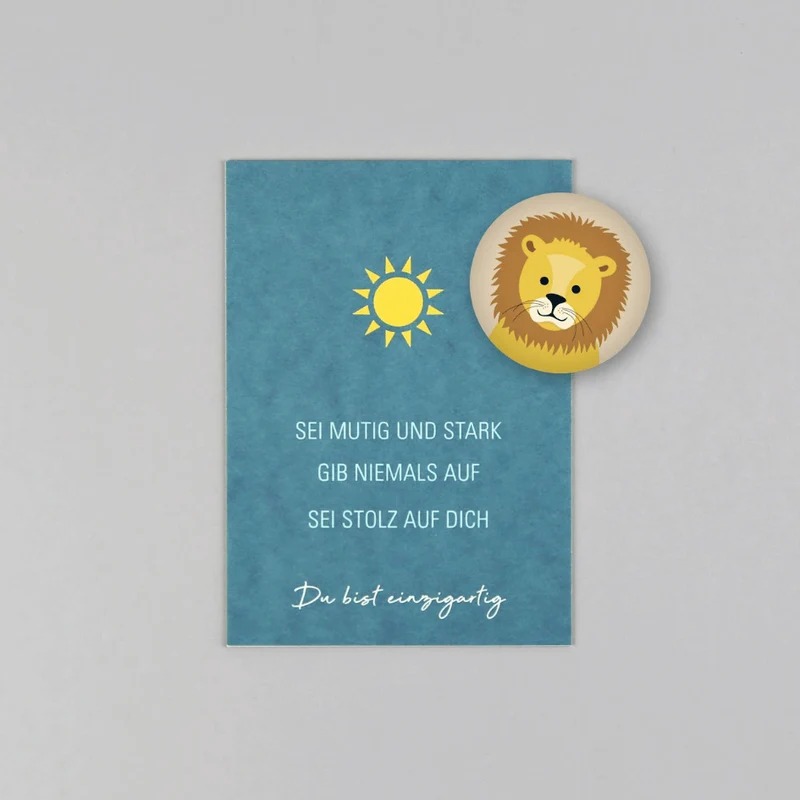 Postkarte mit Magnet - Set - Löwe
