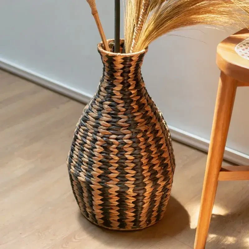 Große Deko Vase Dayana – Schwarz/Natur