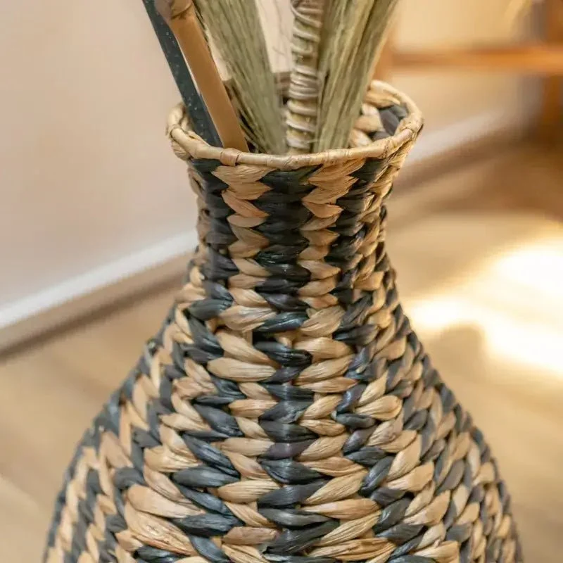 Große Deko Vase Dayana – Schwarz/Natur