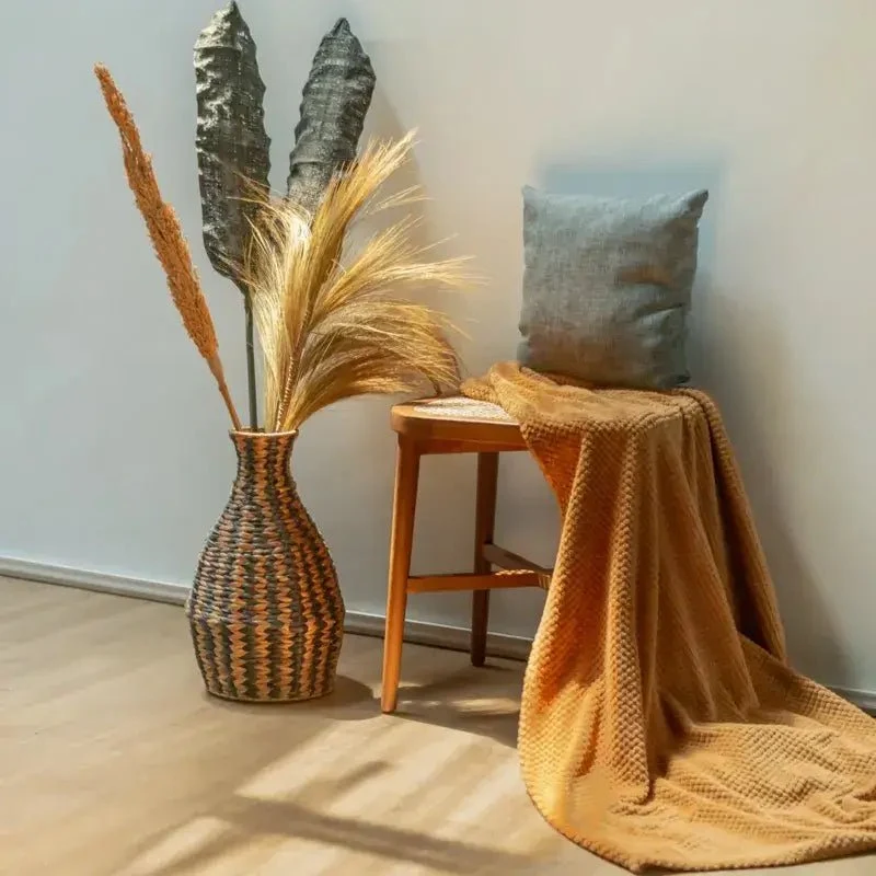 Große Deko Vase Dayana – Schwarz/Natur