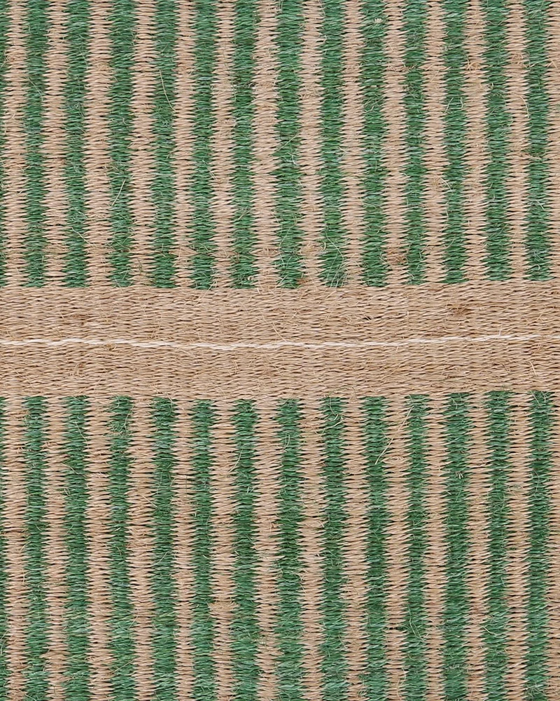 WAVU: Green, Natural & White Stripe Woven Sisal Doormat