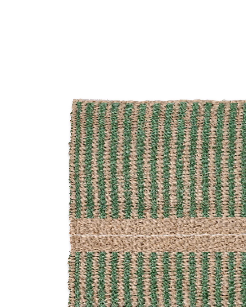 WAVU: Green, Natural & White Stripe Woven Sisal Doormat