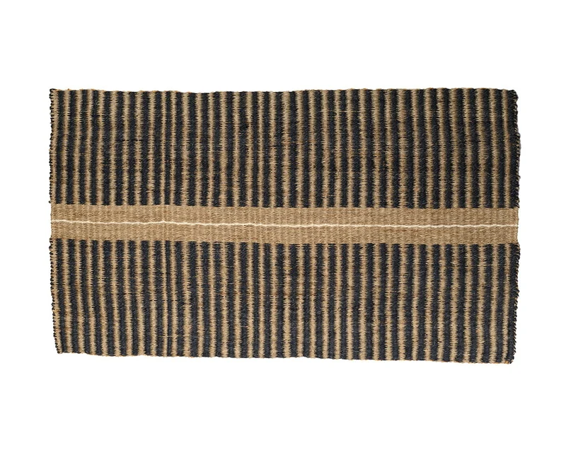 NYUNGU: Natural & Black Woven Sisal Doormat