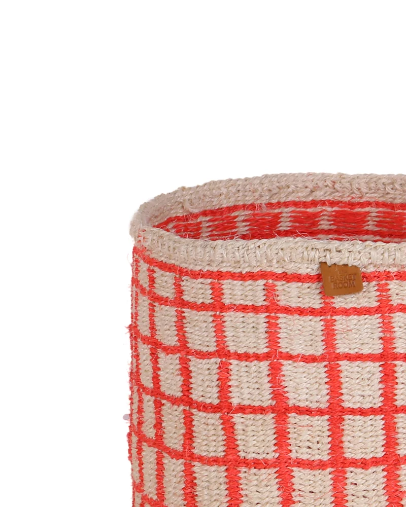 SAHIHI: Red Check Woven Storage Basket