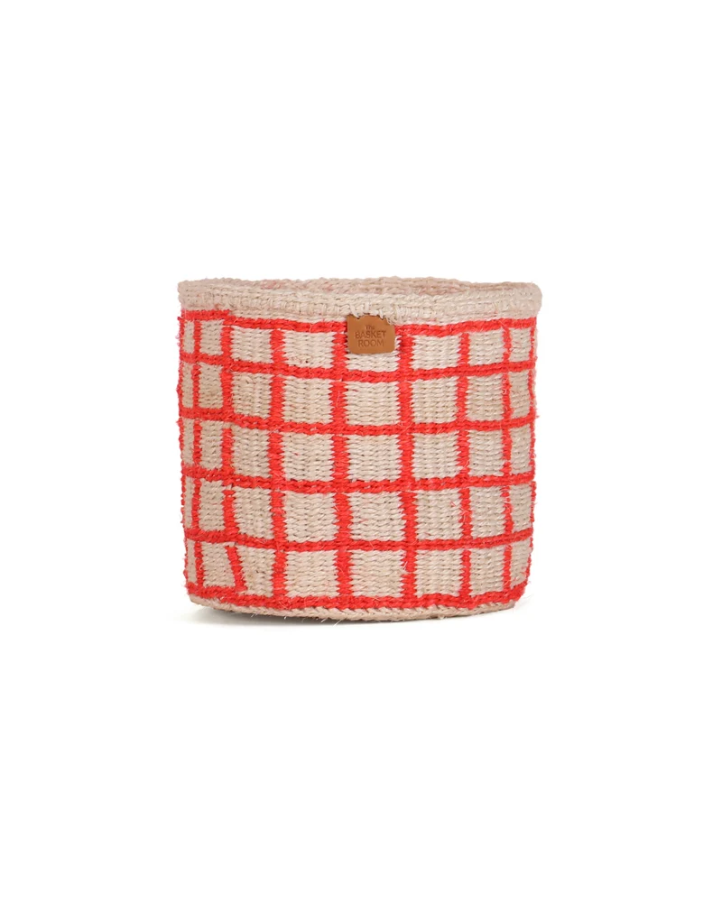 SAHIHI: Red Check Woven Storage Basket