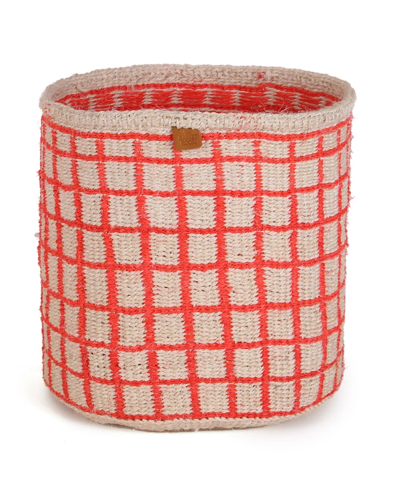 SAHIHI: Red Check Woven Storage Basket