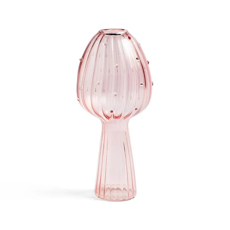 Pilz Vase Glas Pink 15 cm