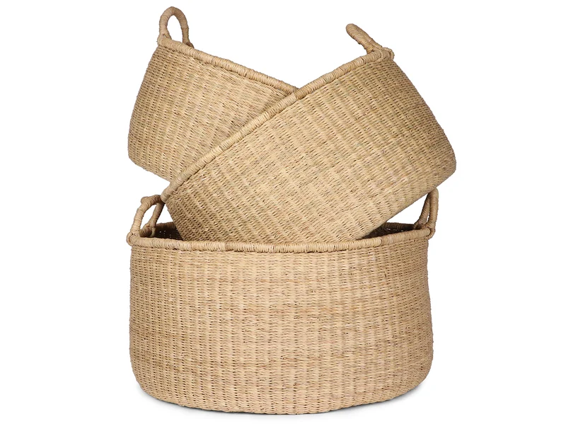 LAWRA: Natural Floor Storage Basket with Handles