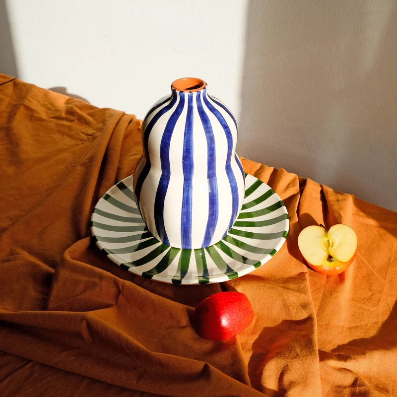 Kalebassenvase in Blau