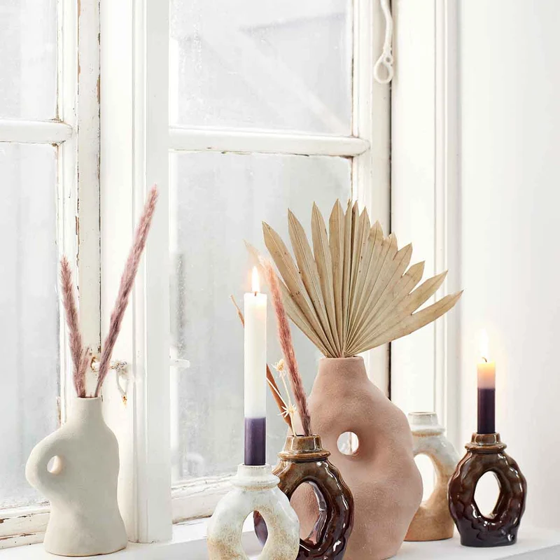 Vase Steingut Beige