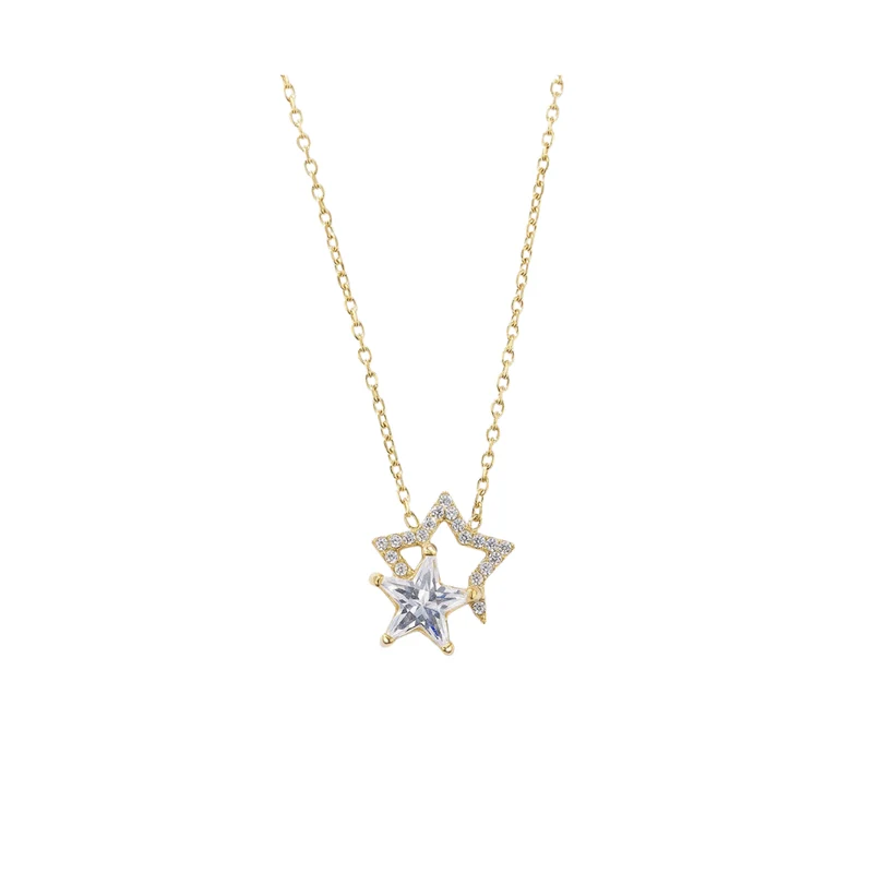 Kette - Stern mit Steinen - gold