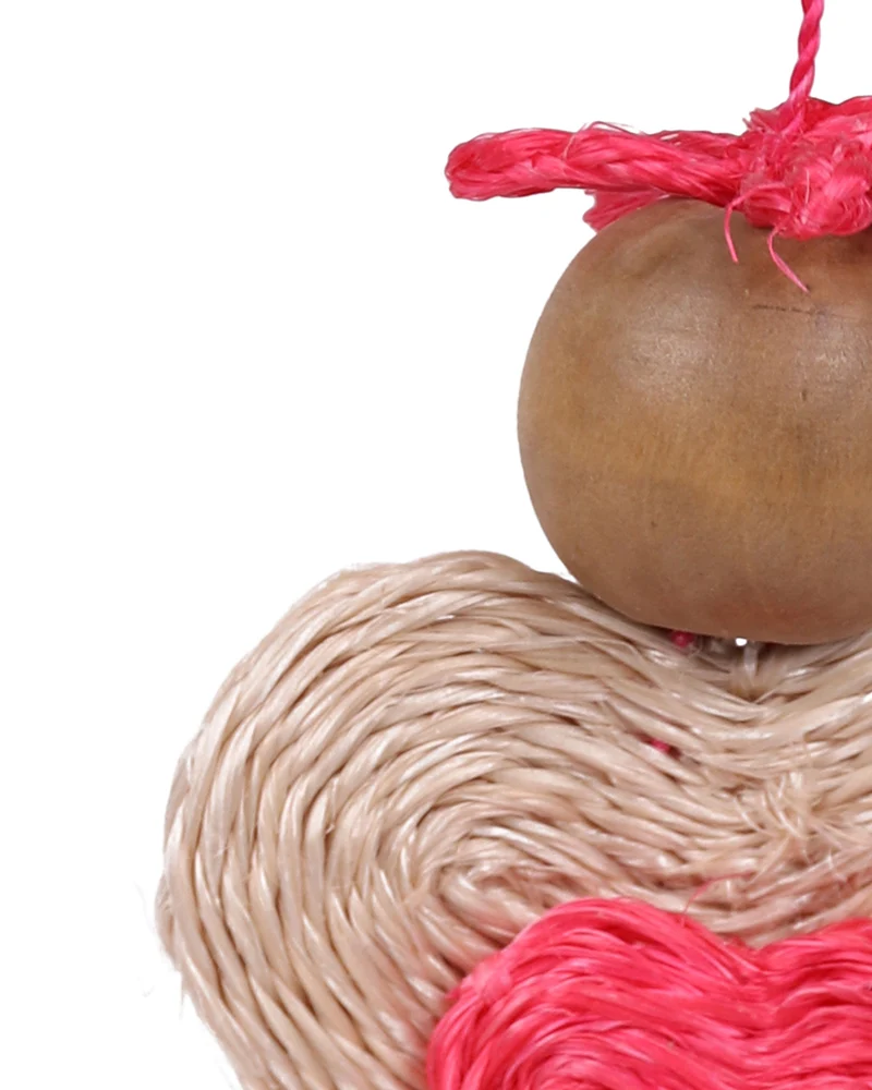 OKHUGOMVANA: Handwoven Pink Love Angel Tree Decoration