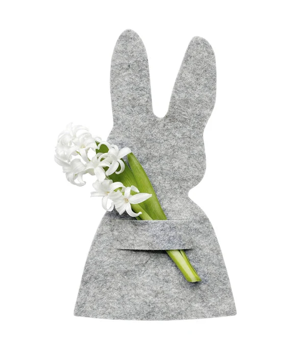 Hase Serviettenhalter Filz Osterdeko Grau 21 x 15 cm