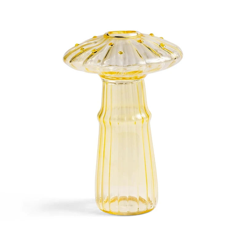 Pilz Vase Glas Gelb 14 cm