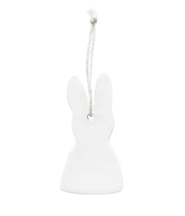 Osterhase Anhänger Ton Osterdeko Weiss 7 cm