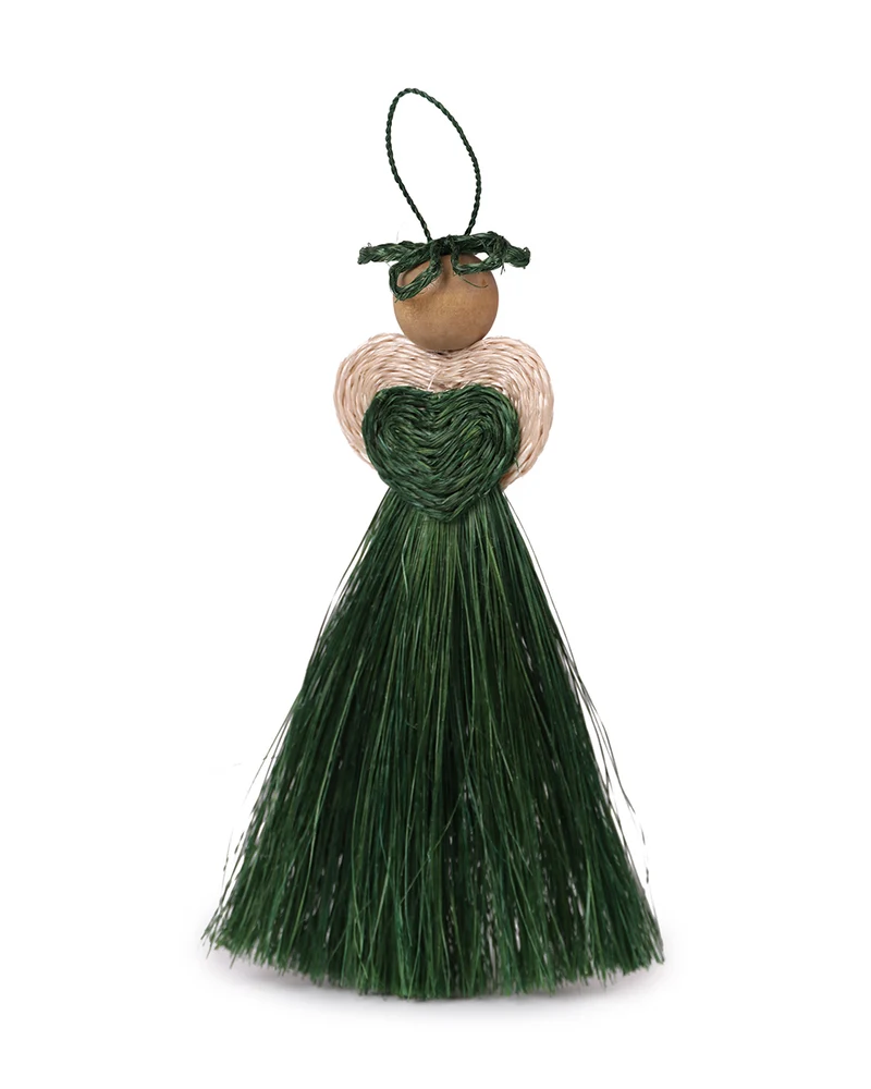 SILUHLAZA: Handwoven Green Love Angel Tree Decoration