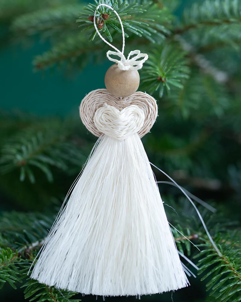 MHLOPE: Handwoven White Love Angel Tree Decoration