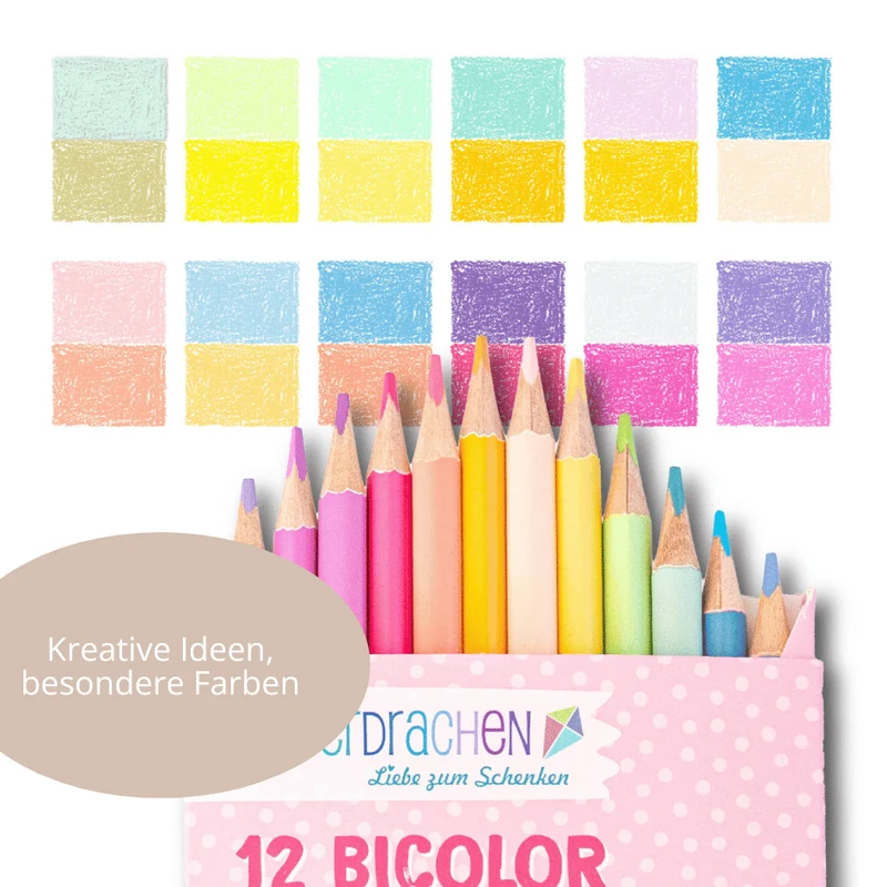 Buntstifte - 12 Bicolor Buntstifte pastell