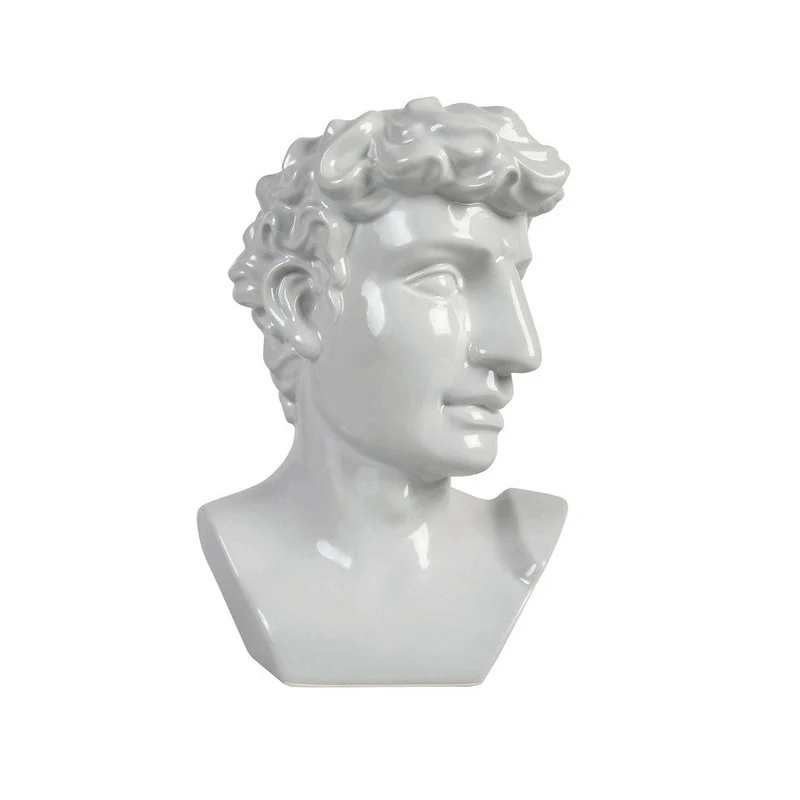 Männerbüste Dekoase Statue Keramik grau 30 cm