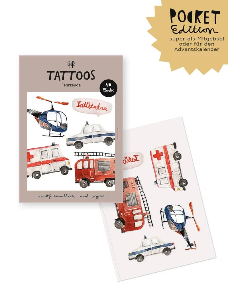 Kindertattoos Rettungs-Fahrzeuge Pocket Edition 5 Stück