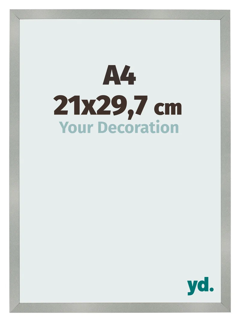 Bilderrahmen A4 - 21x29,7 cm - Aluminium Gebürstet - MDF - Bologna
