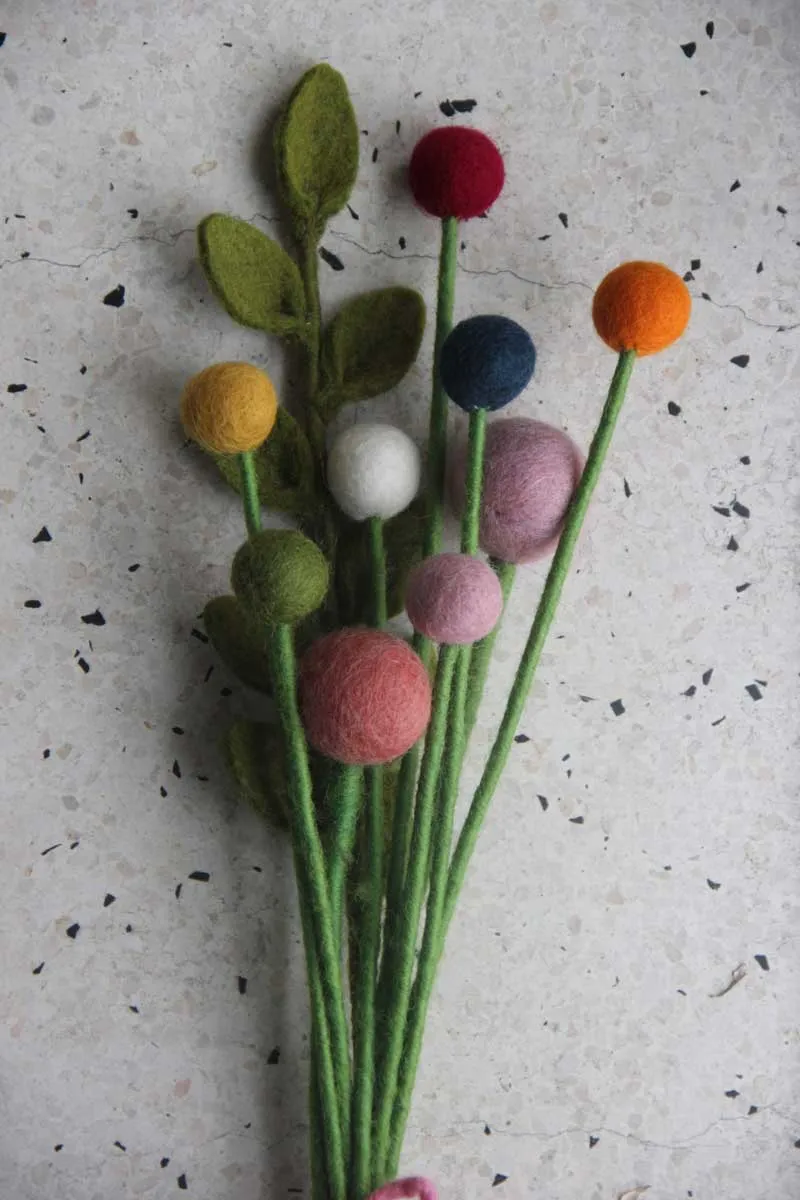 Kleiner Zweig mit Blättern Filzblume Grün 30 cm