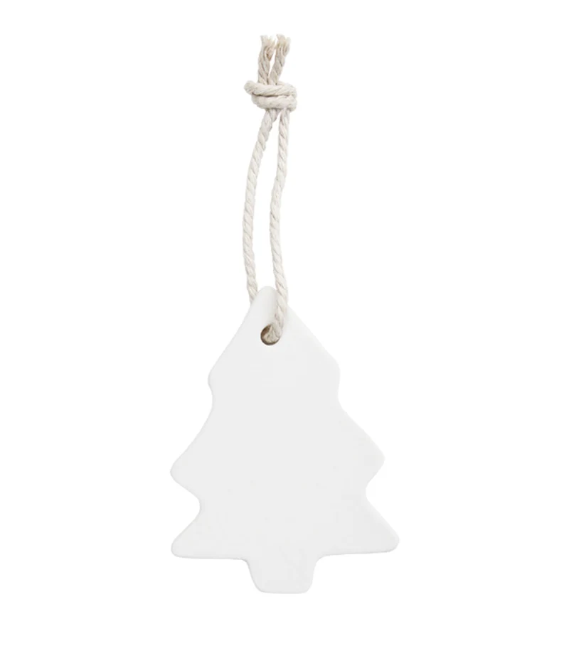 Tannenbaum Tonanhänger Baumschmuck Weiss 7 cm