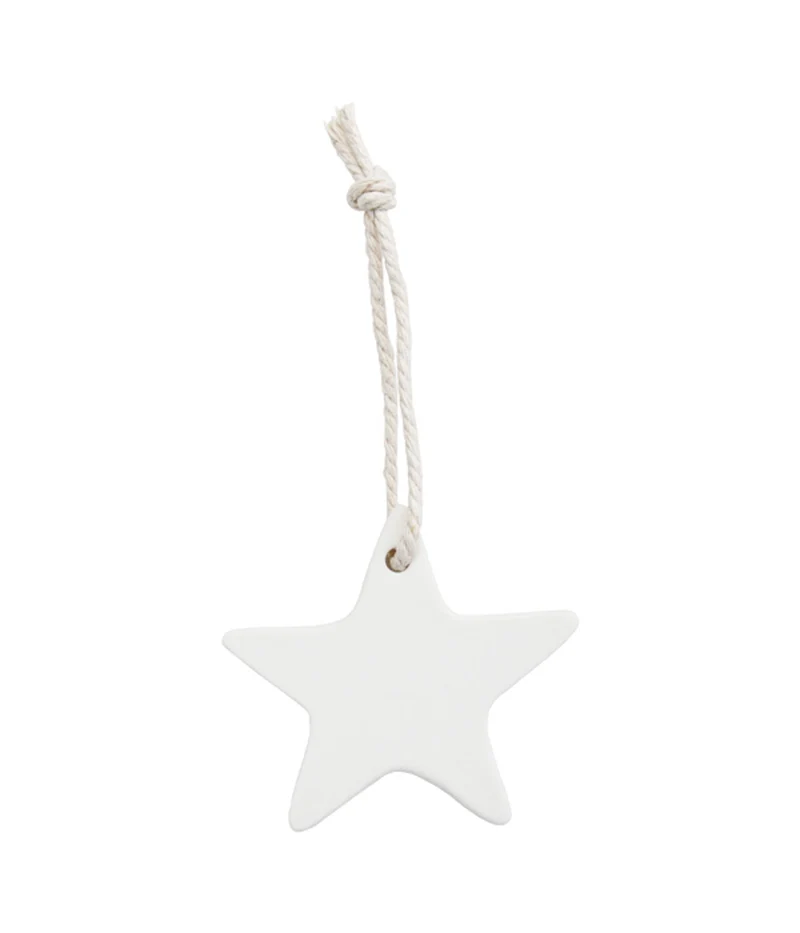 Stern Tonanhänger Baumschmuck Weiss 7 cm