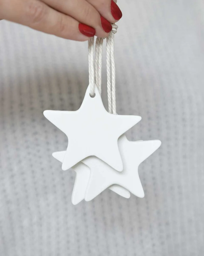 Stern Tonanhänger Baumschmuck Weiss 7 cm