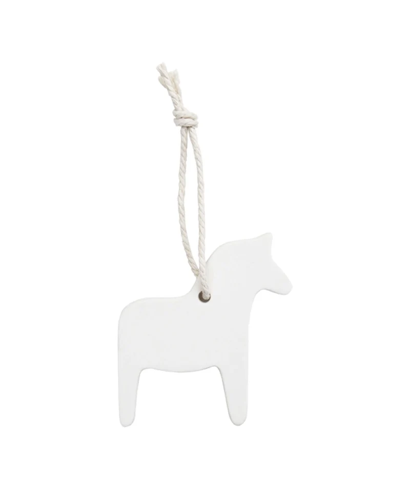 Dala Pferd Tonanhänger Baumschmuck Weiss 7 cm