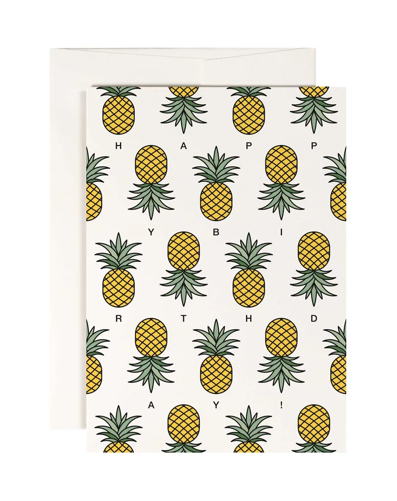 Ananas Polka Grusskarte Geburtstag 11x15,5 cm